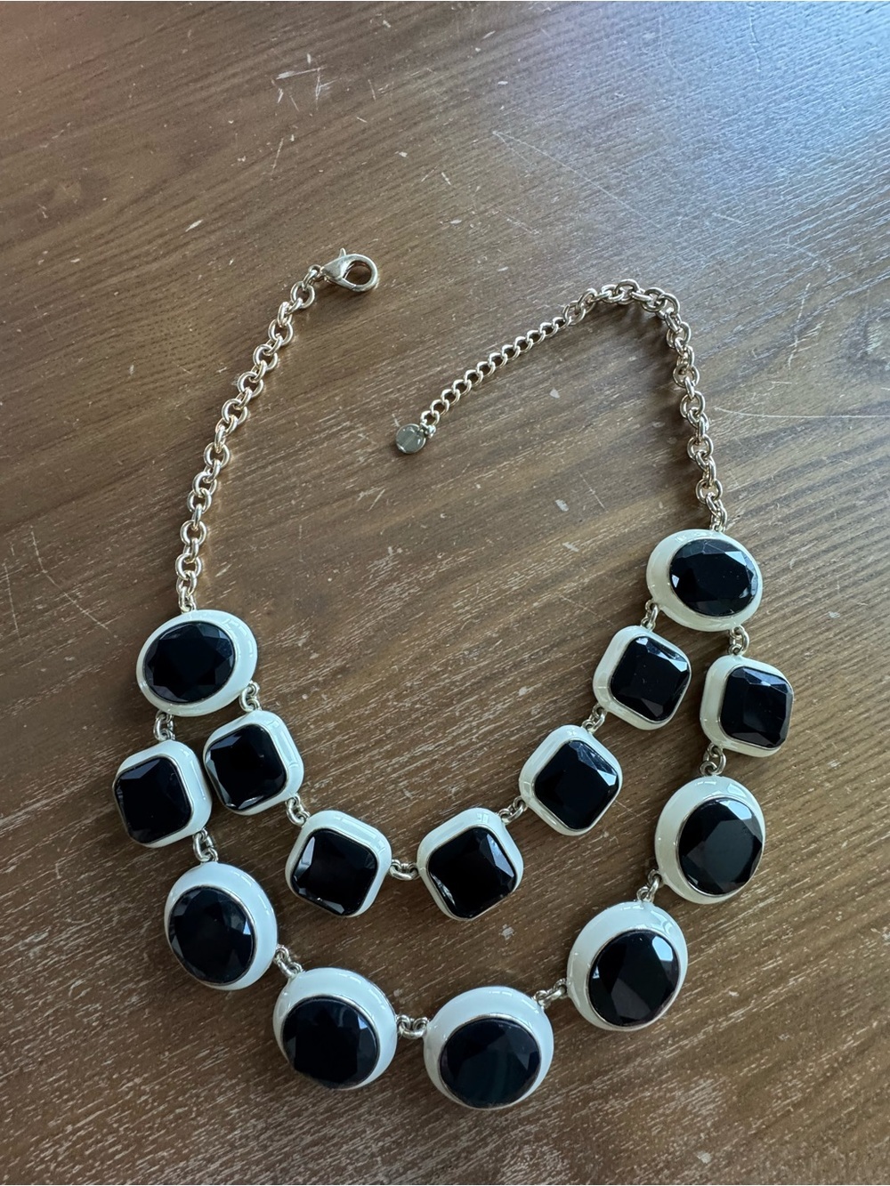 Talbots Gold-Tone Necklace with Black Gem Accents